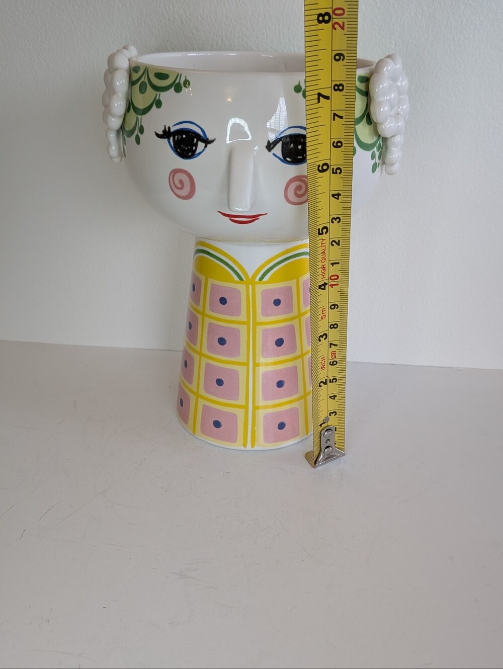 Bjørn Wiinblad Eva Vase whimsical woman's face textured hair decals - Picture 9 of 9